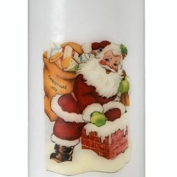 Personalised Vintage Santa Pillar Candle, Handmade Unscented Christmas Candle. - Ddp To Usa - thumbnail 3