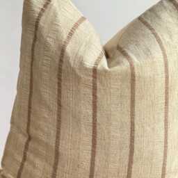 Hmong Hemp Lumbar Pillow Cover Vintage Tribal Textile, Beige Stripes - thumbnail 2