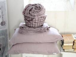 Queen Linen Sheet Set, Wood Rose Linen Bedding Set Of 6 Pcs, 4 Pillowcase & 2 - thumbnail 1