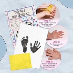 New Baby Boy Girl Unisex Gift Set Hand & Footprint Kit Silver, White Or Black Photo Display Frame Christening Baptism Newborn Shower - thumbnail 2