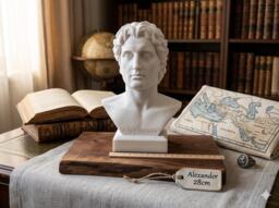 Alexander The Head Bust - Greek Cast Marble Statue, Handmade in Greece - thumbnail 1