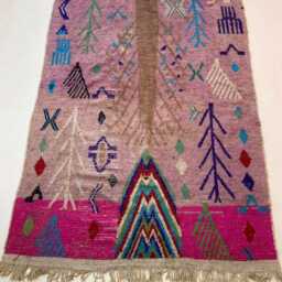 Hand Knotted Pink Berber Rug Moroccan Sheep Wool Carpet - thumbnail 2