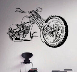 Motorcycle Chopper Wall Vinyl Decal Motorbike Sticker Garage Decor Home Interior Bedroom Murals Removable Stickers 4(Mbk - thumbnail 1