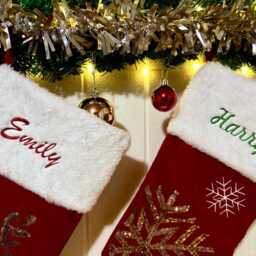 Personalized Xmas Stocking - Customised Embroidered Family Christmas Reindeer & Snowflake Sequin Pattern Holidays Gift - thumbnail 4