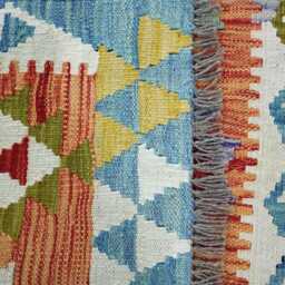 Multicolour Runner Rug, Handmade Artisan Afghan Turkish Scandinavian Navajo Bohemian Flatweave Wool Kilim 200x77 cm - thumbnail 3