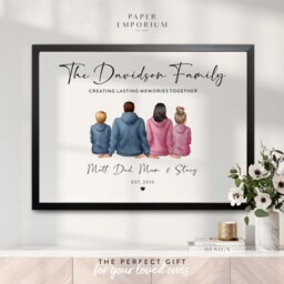 Framed Family Hoodie Print - Customised, Dad Gift, Prints, Personalised Family Gift, Custom Wall Decor, Customised #219 - thumbnail 1
