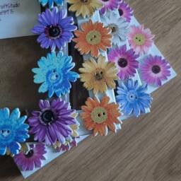 Colourful Wooden Daisy Button Photo Frame 4 X 6 Inches