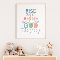 Rise & Shine & Give Glory To God, Christian Wall Art, Girls Nursery Print, Bedroom Decor, Bible Verse Prints - thumbnail 2