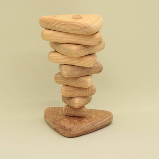 Handmade Wooden Triangle Stacking Pyramid Montessori Baby Toy - image 1