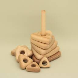 Handmade Wooden Triangle Stacking Pyramid Montessori Baby Toy - thumbnail 3