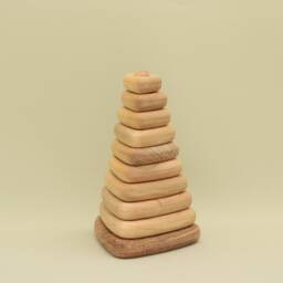Handmade Wooden Triangle Stacking Pyramid Montessori Baby Toy - thumbnail 4