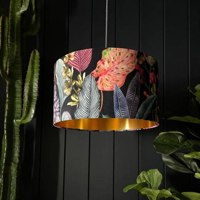Acid Jungle Handmade Lampshade With Metallic Gold Lining. A Psychedelic Treat For Your Interiors - image 1