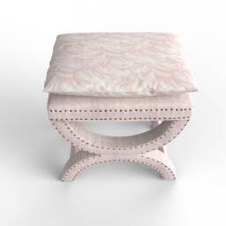 Linen X Bench Ottoman - Pillowtop Seat, Nailhead Trim - thumbnail 4
