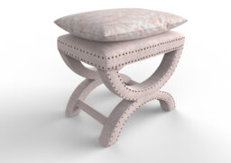 Linen X Bench Ottoman - Pillowtop Seat, Nailhead Trim