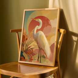 Majestic Egret Poster - Contemporary Digital Illustration - Art Lovers Gift - Poster Only - thumbnail 3
