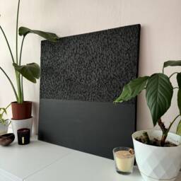 Black Wabi Sabi 3D Textured Wall Art, Minimalist Abstract Painting, Plaster Canvas Modern Spackle Art - thumbnail 3