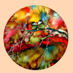 Hand Painted Metal Wall Art Blue Birds & Floral Decor - thumbnail 3