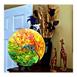 Hand Painted Metal Wall Art Blue Birds & Floral Decor - thumbnail 4