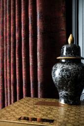 striped Patterned Curtain Panel Burgundy Red, Custom Size - thumbnail 1