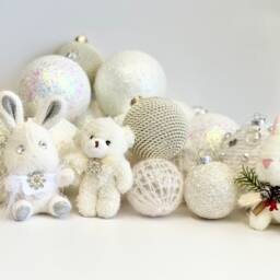 White Teddy Bear Christmas Ornament Plush Holiday Decoration - thumbnail 4