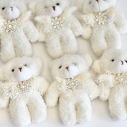White Teddy Bear Christmas Ornament Plush Holiday Decoration - thumbnail 3