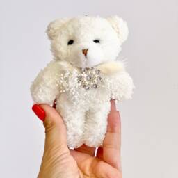 White Teddy Bear Christmas Ornament Plush Holiday Decoration - thumbnail 2