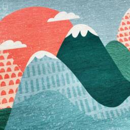 Abstract Mountain & Sun Velvet Pillow Cover Set Double-Sided Print - thumbnail 2