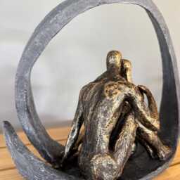 Couple Reading Sculpture, Modern Love Ornament, Romantic Figurine, Anniversary Or Wedding Gift - thumbnail 3