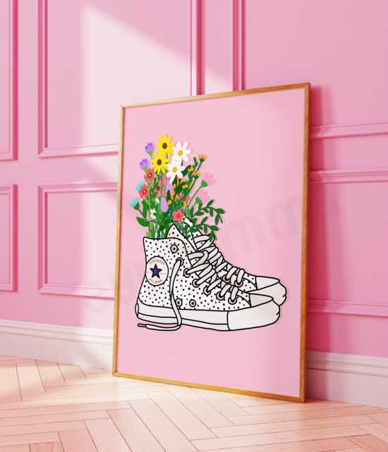 Spotty Converse Print - Home Wall Decor Art Flowers All Star Sneakers - image 1