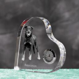 Beauceron - Crystal Clock in The Shape Of A Heart With Image Pure-Bred Dog - thumbnail 2