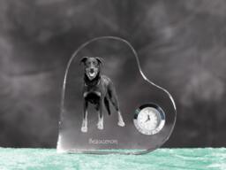 Beauceron - Crystal Clock in The Shape Of A Heart With Image Pure-Bred Dog - thumbnail 1