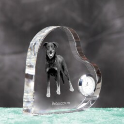 Beauceron - Crystal Clock in The Shape Of A Heart With Image Pure-Bred Dog - thumbnail 3