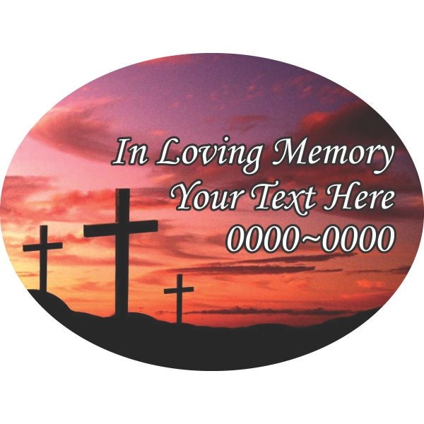 Cross in Loving Memory Full Color Oval 008 Custom Vinyl Wall Decal Or Car Sticker - Ilmfullcoloroval008Et