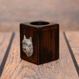 Cairn Terrier - Wooden Candlestick With Dog, Souvenir, Decoration, Limited Edition, Collection - thumbnail 2