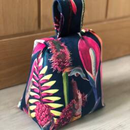 Botanical Velvet Door Stop 3 Colour Choice Navy Black Aqua - thumbnail 3