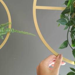 Gold Plant Hanger Set Circular Metal Indoor Planter, Scandinavian Home Decor - thumbnail 3
