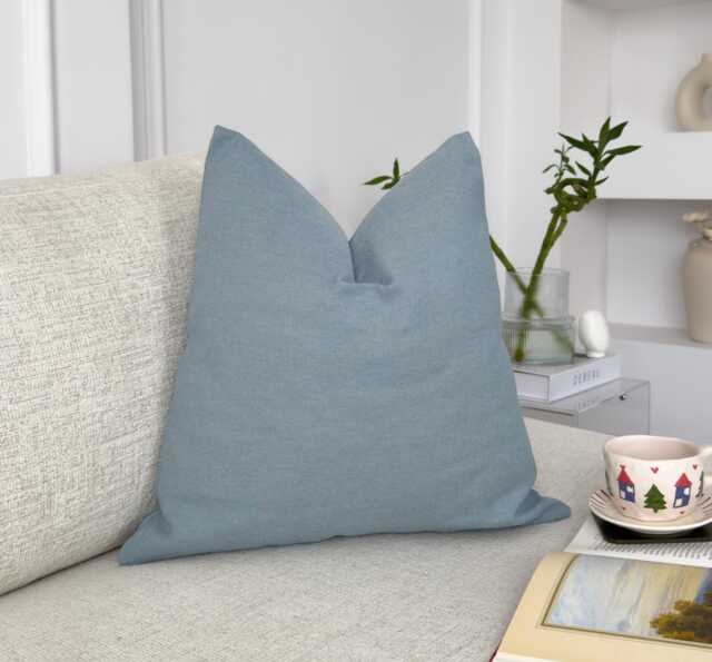 Cotton Linen Duck Egg Blue Pillow Cover Blush Cushion - All Sizes - image 1