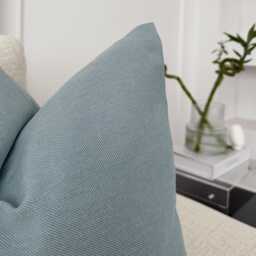 Cotton Linen Duck Egg Blue Pillow Cover Blush Cushion - All Sizes - thumbnail 3