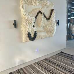 Contemporary Fiber Wall Sculpture - Abstract Wool Artwork in Warm Neutrals Sculptural Textile Art Installation - thumbnail 2