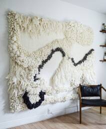 Contemporary Fiber Wall Sculpture - Abstract Wool Artwork in Warm Neutrals Sculptural Textile Art Installation