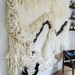 Contemporary Fiber Wall Sculpture - Abstract Wool Artwork in Warm Neutrals Sculptural Textile Art Installation - thumbnail 3