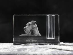 Irish Terrier, Crystal Pen Holder With Dog, Souvenir, Decoration, Limited Edition, Collection - thumbnail 1