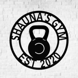 Kettlebell Metal Gym Sign, Custom Name Garage Wall Decor, Fitness Art, Weightlifting Gift - thumbnail 2