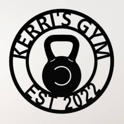 Kettlebell Metal Gym Sign, Custom Name Garage Wall Decor, Fitness Art, Weightlifting Gift - thumbnail 3