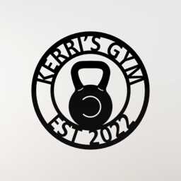 Kettlebell Metal Gym Sign, Custom Name Garage Wall Decor, Fitness Art, Weightlifting Gift - thumbnail 1