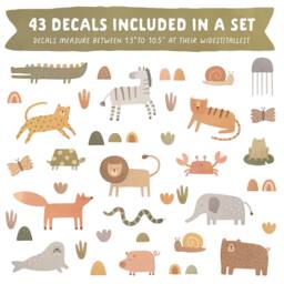 Animal Wall Decals - Kids Room Decal, Jungle Nursery Decor, Reusable & Removable Stickers - thumbnail 2