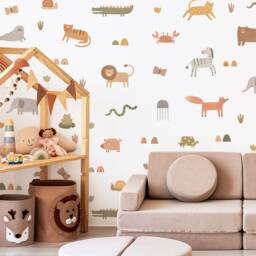 Animal Wall Decals - Kids Room Decal, Jungle Nursery Decor, Reusable & Removable Stickers - thumbnail 4