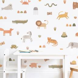 Animal Wall Decals - Kids Room Decal, Jungle Nursery Decor, Reusable & Removable Stickers