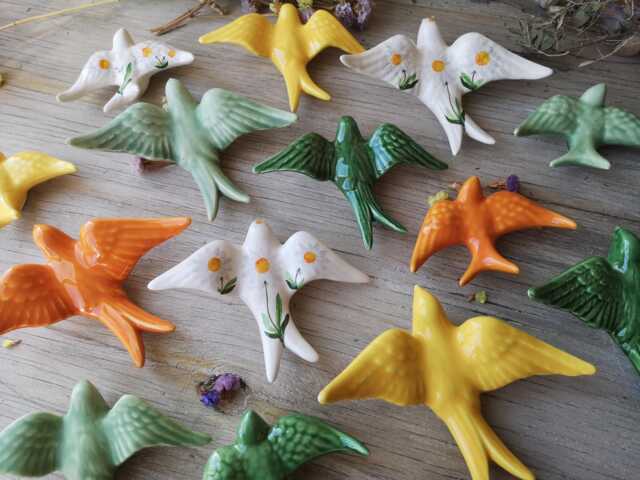 Set Of 15 Portuguese Swallows, Wall Art, Portugal Pottery, Keramik - image 1