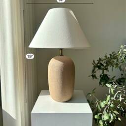Ceramic Table Lamp Beige Linen Lampshade Textured For Bedside Nightstand Living Room Side - thumbnail 4